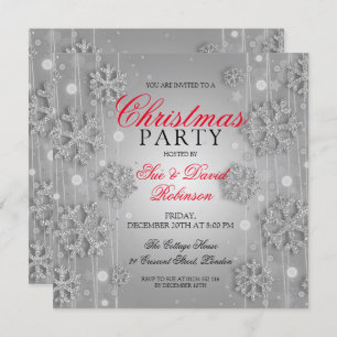 Invitation Élégante Fête de Noël Silver Glam