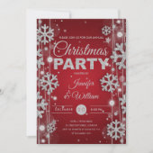 Invitation Élégante fête de Noël Silver Red Winter Glam (Devant)