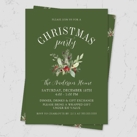 Invitation Élégante fête de Noël sous le gui
