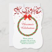 Invitation Elégante fête de Noël sur rouge & blanc (Devant)
