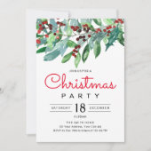 Invitation Élégante fête de Noël verdoyante (Devant)