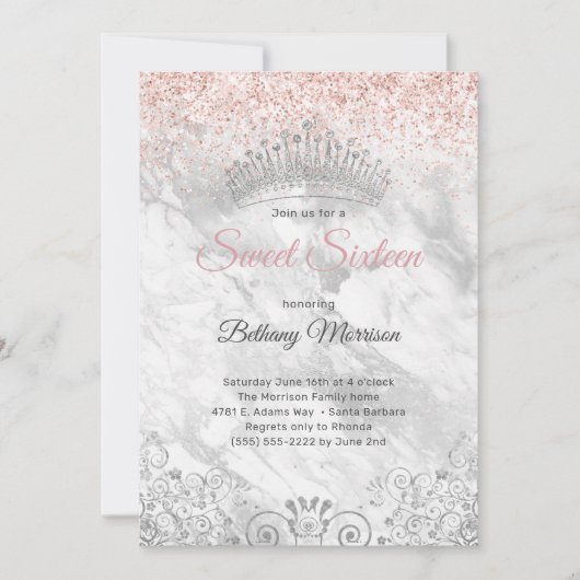 Invitation Élégante fête de Parties scintillant Tiara en Swee (Devant)