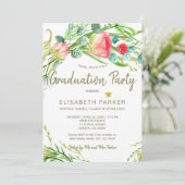 Invitation Elégante fête de remise des diplômes roses du jard (Debout devant)