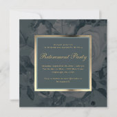 Invitation Élégante fête de retraite florale bleu gris foncé (Devant)
