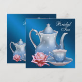 Invitation Élégante fête de thé de mariage bleu (Devant / Derrière)