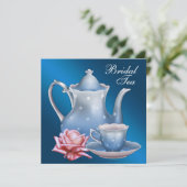 Invitation Élégante fête de thé de mariage bleu (Debout devant)