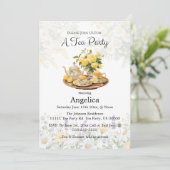 Invitation Elégante Fête de Thé Floral Citron / Fête de Perso (Debout devant)