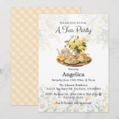 Invitation Elégante Fête de Thé Floral Citron / Fête de Perso (Devant / Derrière)