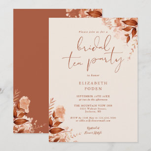 Invitation Élégante Fête de Thé Mariage Floral Rustique Terra