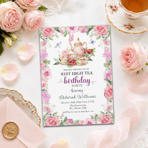 Invitation Élégante fête de thé pour 81e anniversaire