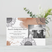 Invitation Elégante fête de tournesol gris brun do-it-yoursel (Debout devant)