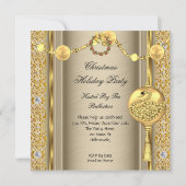 Invitation Élégante fête de vacances Gold Beige Noël (Dos)