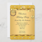 Invitation Élégante fête de vacances Gold Jaune Noël (Dos)