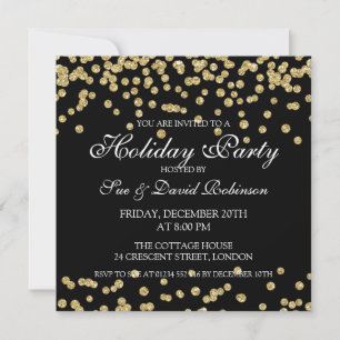 Invitation Elégante fête de vacances Gold Parties scintillant