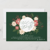 Invitation Élégante fête de vacances Poinsettia Wreath Green (Devant)