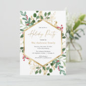 Invitation Elégante Fête de Vacances verdure rouge saint verd (Debout devant)