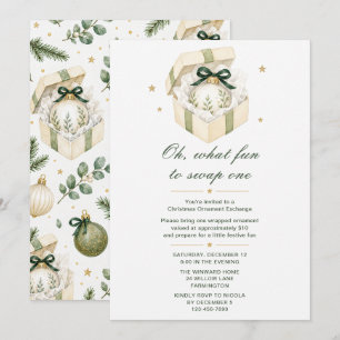 Invitation Élégante Fête d'Échange d'Ornements de Noël