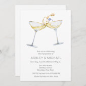 Invitation Élégante fête d'engagement Champagne (Devant / Derrière)