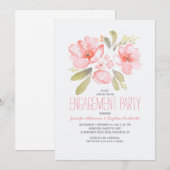 Invitation Elégante fête d'engagement en aquarelle florale (Devant / Derrière)