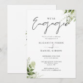 Invitation Élégante fête d'engagement pour la verdure florale (Devant / Derrière)