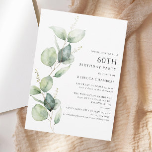 Invitation Élégante fête des Eucalyptus 60e anniversaire