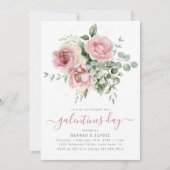 Invitation Élégante fête des Galentines florales roses (Devant)