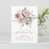 Invitation Élégante fête des Galentines florales roses (Debout devant)