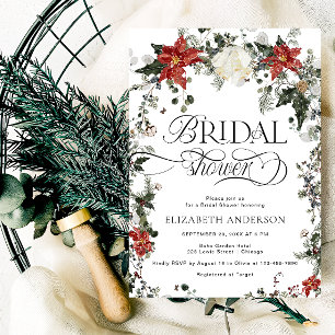 Invitation Élégante Fête des mariées À feuillage persistant d