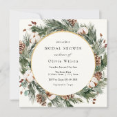 Invitation Élégante Fête des mariées À feuillage persistant h (Devant)