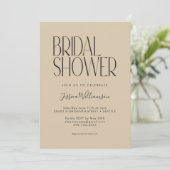 Invitation Elégante Fête des mariées Art Déco Beige Black Tex (Debout devant)