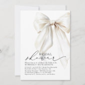 Invitation Elégante Fête des mariées blanche Bow Crème chic (Devant)
