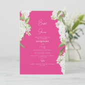 Invitation Elégante Fête des mariées blanche Hydrangea Fuchsi (Debout devant)
