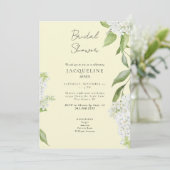 Invitation Elégante Fête des mariées blanche Hydrangée jaune (Debout devant)