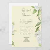 Invitation Elégante Fête des mariées blanche Hydrangée jaune (Devant / Derrière)