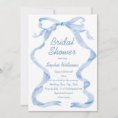 Invitation Elégante Fête des mariées bleu Dusty main tirée Bo (Devant)