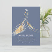 Invitation Elégante Fête des mariées bleu foncé (Debout devant)