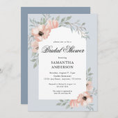 Invitation Elégante Fête des mariées bleu foncé (Devant / Derrière)