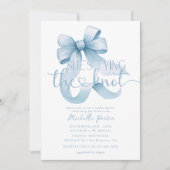 Invitation Elégante Fête des mariées Bleue Bleue Bouton Coque (Devant)