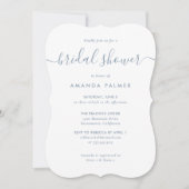 Invitation Elégante Fête des mariées Bleue Dusty Simple Moder (Devant)