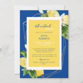 Invitation Elégante Fête des mariées Bleue et Jaune Méditerra (Devant)