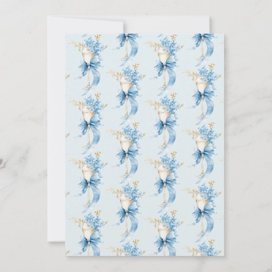 Invitation Elégante Fête des mariées Bleue Hydrangea Bow (Dos)