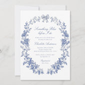 Invitation Élégante Fête des mariées Bleue Quelque chose (Devant)