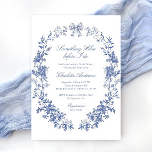 Invitation Élégante Fête des mariées Bleue Quelque chose