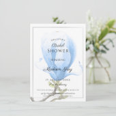 Invitation Elégante Fête des mariées Blue Magnolia (Debout devant)