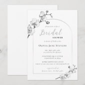 Invitation Elégante Fête des mariées Boho Arch White Gold Orc (Devant / Derrière)