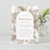 Invitation Elégante Fête des mariées Boho Floral Arch rose & (Debout devant)