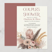 Invitation Elégante Fête des mariées Boho Pampas Grass Couple (Devant / Derrière)