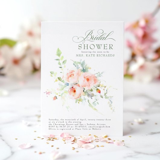 Invitation Elégante Fête des mariées Boho Rose Adulte