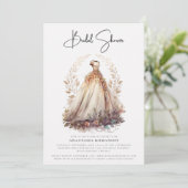 Invitation Elégante Fête des mariées Botanique Blanc (Debout devant)