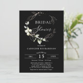 Invitation Elégante Fête des mariées Botanique Noir Or (Debout devant)